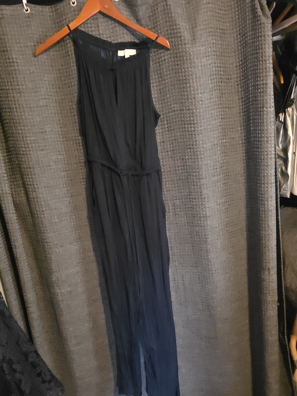 LOFT Black Sleeveless Pleated Jumpsuit with Tie Waist